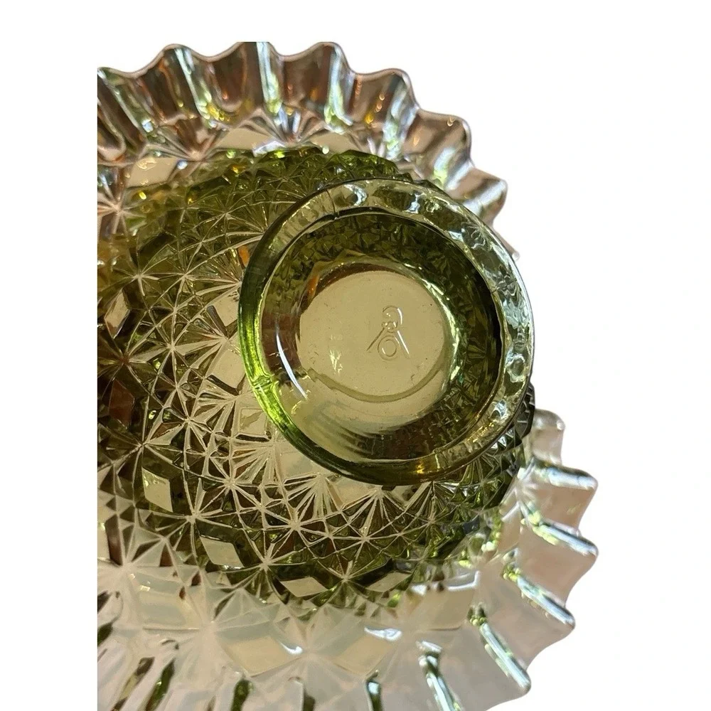 Vintage Fenton Diamond Weave Ruffle Trim Olde Virginia Glass Basket Home Décor